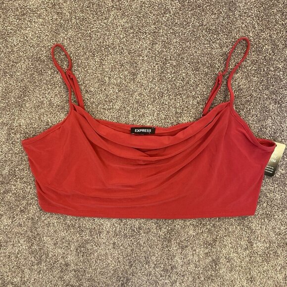 Express Women's Cowl Neck Cropped Cami Spaghetti Straps Pink Top Size XL NWT $44 - Picture 5 of 16